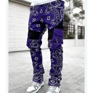 Guapi limited edition drop paisley bandana purple jogger pants 38